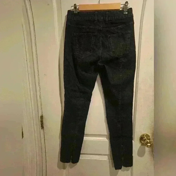 P7000 chico's platinum denim charcoal denim zipper leg skinny jeans size 0/ 28in - Picture 5 of 8
